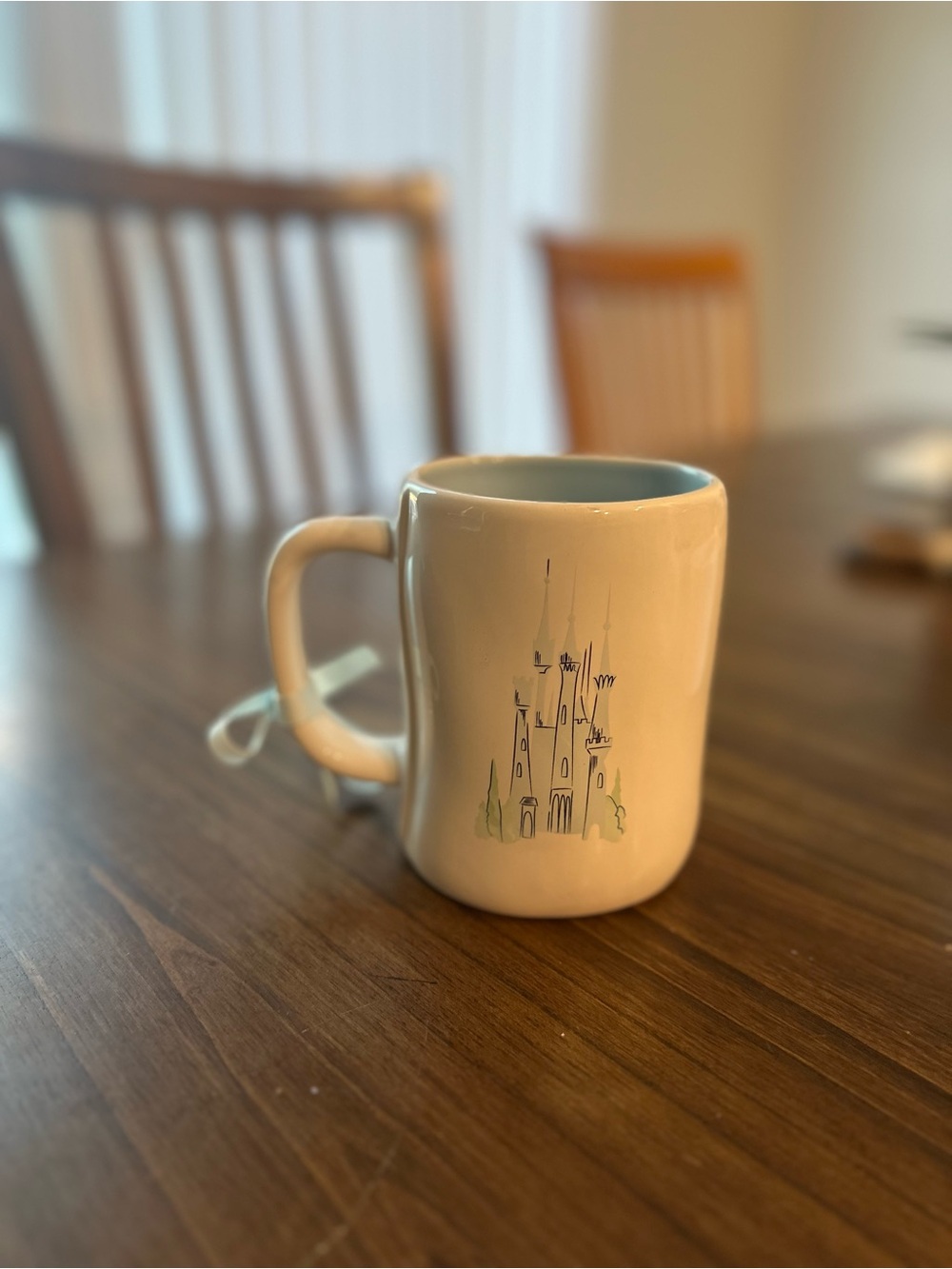 Rae Dunn Cream Ceramic Mug with Castle Sketch